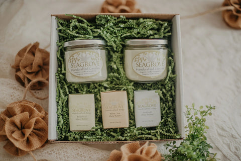 Gift Set- 2 Spring Scented Candles and 3 Shea ButterSoaps
